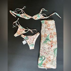 Monday swimwear peach floral sarong.